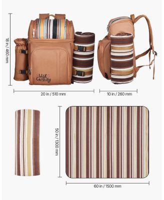 4-Person Picnic Backpack with Insulated Cooler, Blanket and Tableware Set