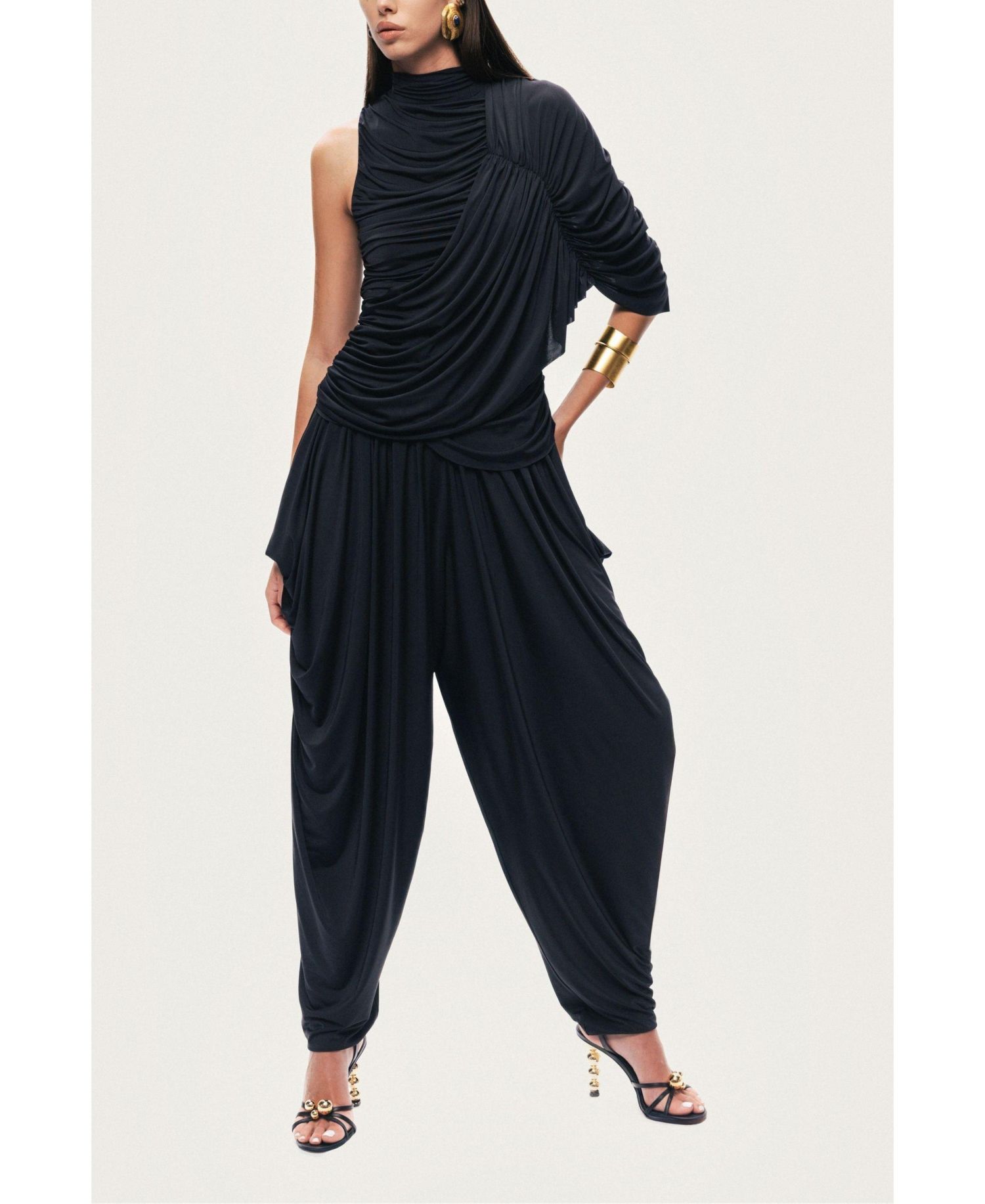 Women's Asymmetric Draped Blouse