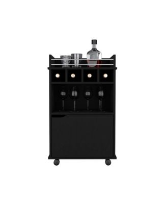 Bar Cart for Living Room with Bottle Storage and Open Shelf