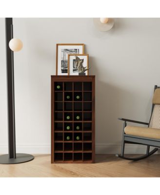 Modular 32-Bottle Wine Bar Buffet Cabinet