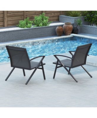 Patio Chairs Set of 2 Lawn Chairs with Heavy Duty Metal Frame