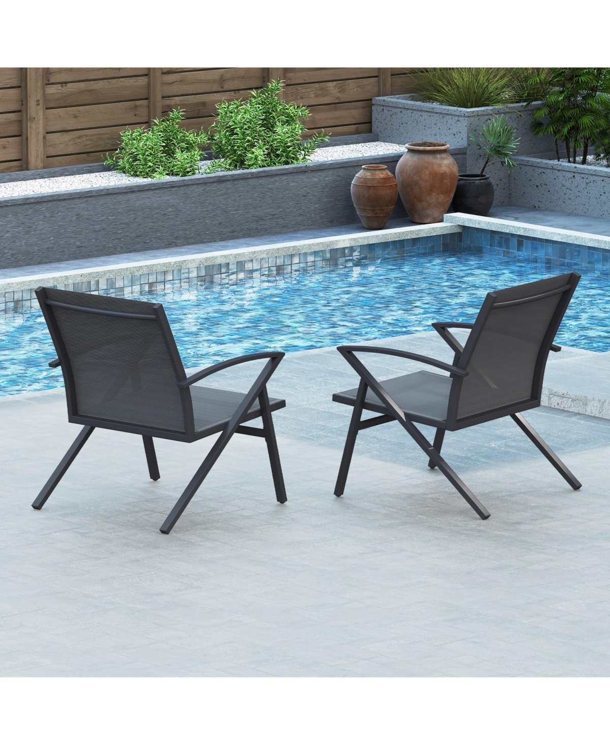 Slickblue Patio Chairs Set of 2 Lawn Chairs with Heavy Duty Metal Frame