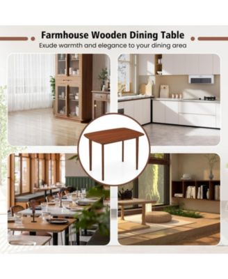 Rectangular Walnut Finish Kitchen Table for 2-4 with Triangular Bracing