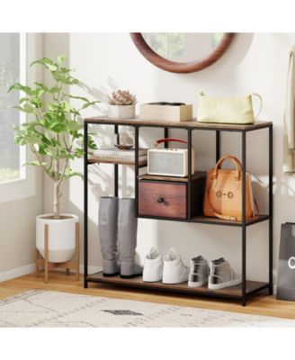 Behind Couch Console Table with Storage, Slim Entryway Sofa Table