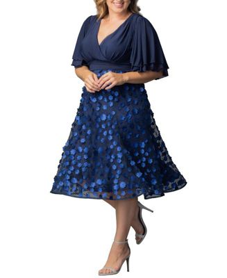 Plus Size Pretty Petals Mesh Cocktail Dress