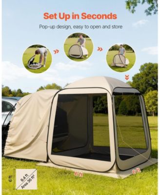 Pop Up SUV Tailgate Screen Tent 6x6 ft for 4-6 People with Carry Bag and Netting Sides