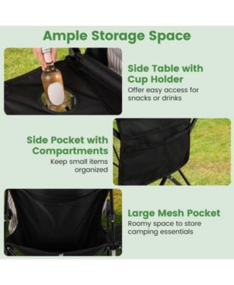 Oversized Camping Chair with Integrated Side Table and Storage Pockets