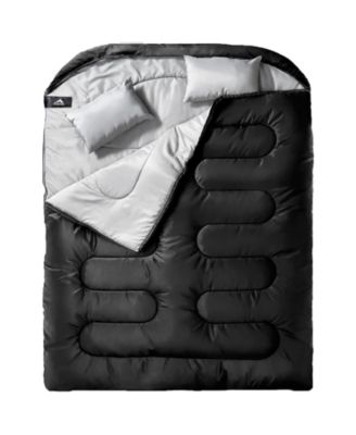 Double Sleeping Bag Adults Pillow Queen Two Person Camping Hiking Backpacking All Season Cold Warm