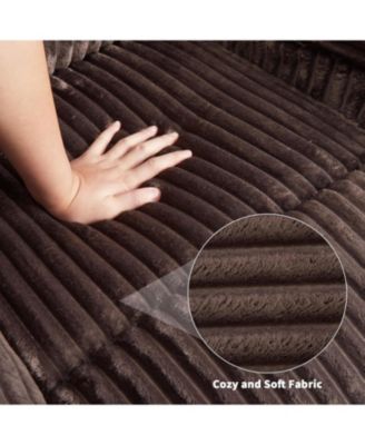 Corduroy Recliner Chair, Manual Recliner Sofa with Handle, Pillow Top Arms, Thick Padding, Side Pocket