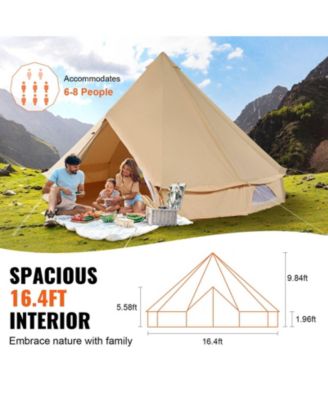 16.4 ft Canvas Bell Tent with Stove Jack for 4-Season Camping