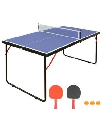 4.5FT Tennis Table, Foldable and Portable Ping Pong Table Set with Net and 2 Ping Pong Paddles for Indoor Outdoor Game