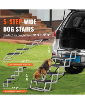 5-Step Folding Dog Stairs for Cars, Aluminum Pet Steps Loads up to 150 lbs, Portable Dog Ladder