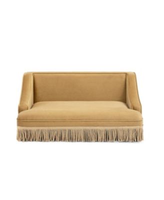 Performance Velvet Princess Pet Bed Sofa with Fringe Skirt by Duchess,Gold Yellow