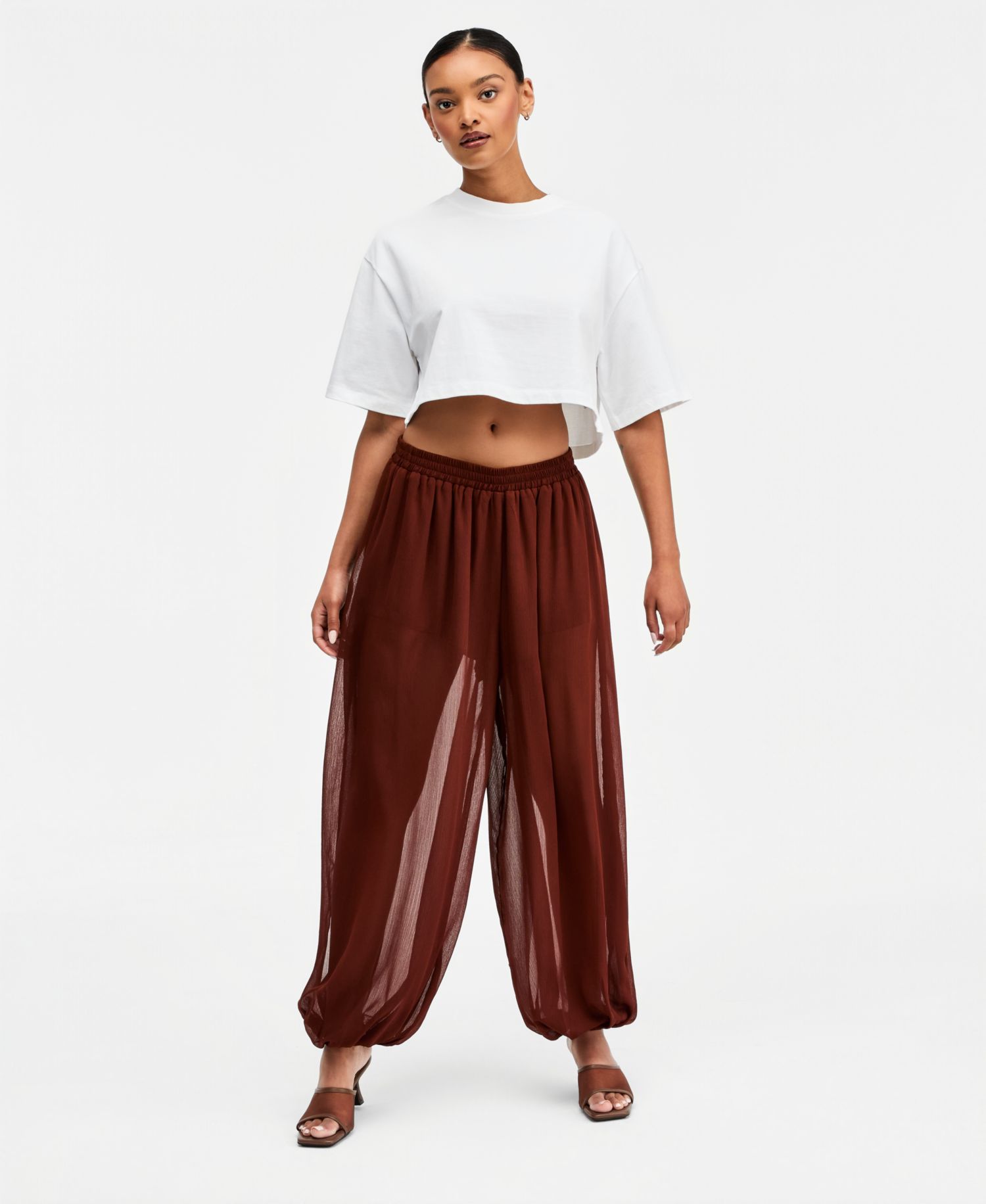 Women's High-Rise Sheer Balloon Pants