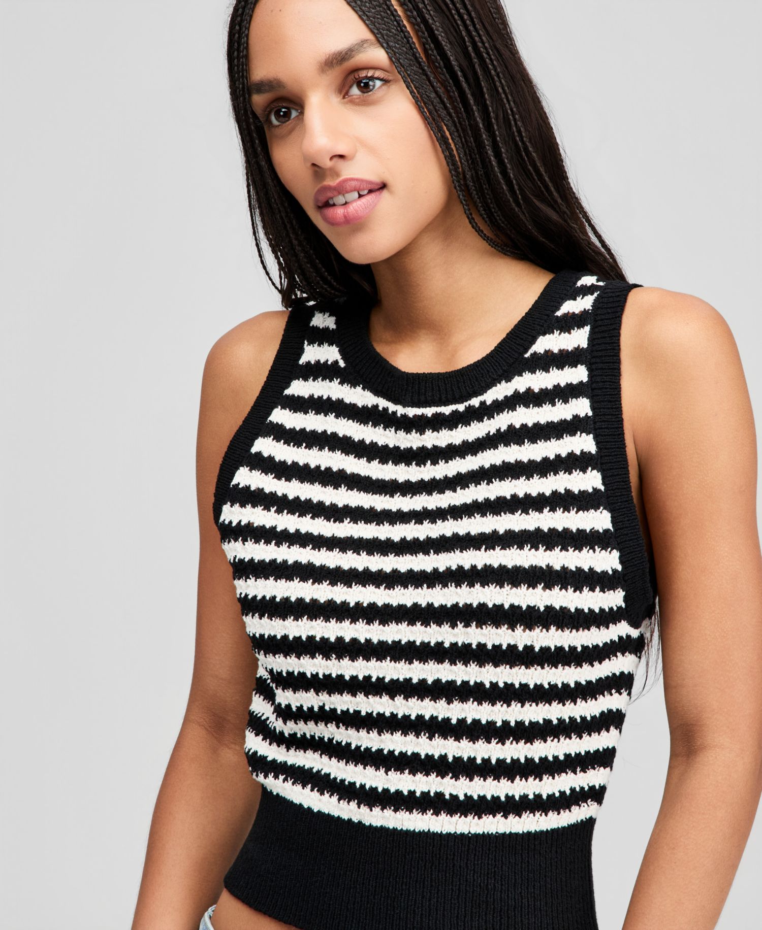 Women's Striped Sweater Tank Top