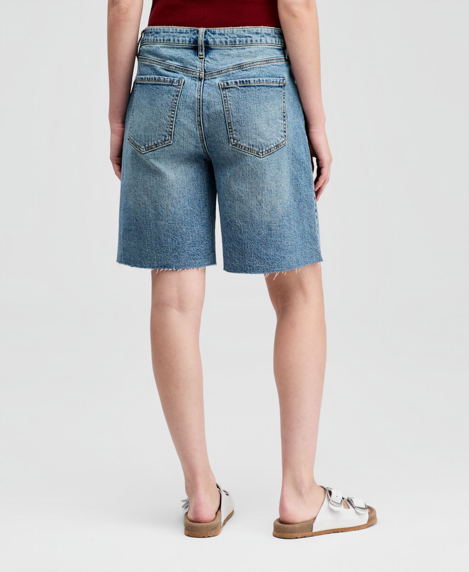 Women's Tie-Waist Raw-Edge Jorts