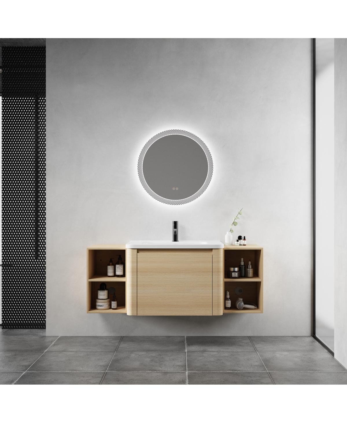 Sillysis Inch Wall Mounted Bathroom Vanity with Ceramic Sink, Soft Close Door and Plywood Cabinet