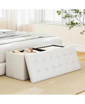 43-Inch Folding Storage Ottoman Bench with Foot Rest