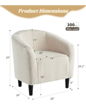 Accent Barrel Chair Corduroy Club Chair Elegant Armchair Cozy Backrest for Living Room Bedroom Reception Room Office