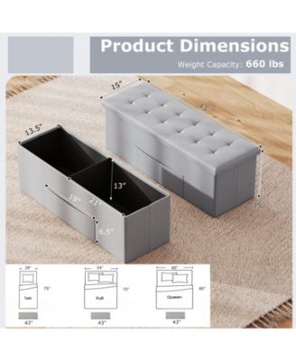 43-Inch Linen Folding Storage Ottoman Bench with Padded Top