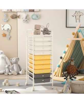 10 Drawer Rolling Storage Cart Organizer with 4 Universal Casters