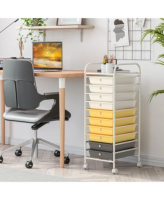 10 Drawer Rolling Storage Cart Organizer with 4 Universal Casters