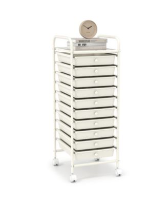 10 Drawer Rolling Storage Cart Organizer with 4 Universal Casters