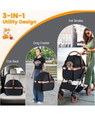 Foldable 3-in-1 Pet Stroller with Sun Shade Safety Belt