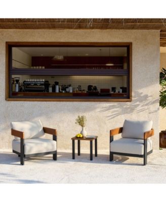 Patio Chair with Cushions, Outdoor Sofa with Metal Frame & Thick Seat Cushion, Modern Lounge Chair for Patio, Porch, Poolside