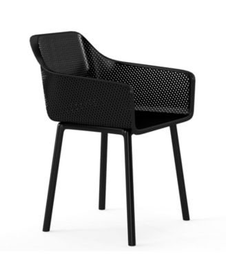 Modern Plastic Dining Chairs Set of 2 Kitchen Armchairs with Breathable Mesh Backres