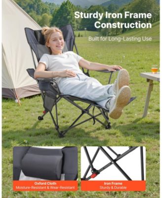 Reclining Camping Chair with Headrest and Foot Rest 220 lbs