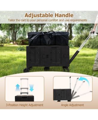 Large Foldable Utility Cart with Two Tier Storage and Handle