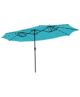 15 Feet Twin Patio Umbrella with 48 Solar LED Lights