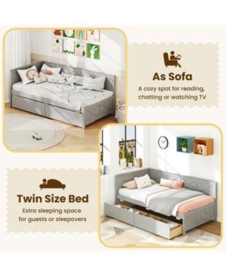 Pine Wood Twin Daybed with Storage Drawers