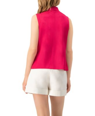Women's Sleeveless Satin Blouse with Neck Tie