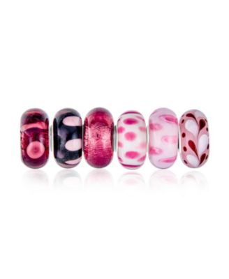 Mix Set Murano Glass Charm Bead for Bracelets Sterling Silver
