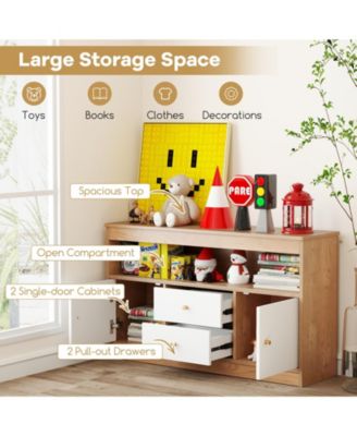 Kids Toy Storage Organizer with Open Shelf and 2 Drawers for Playroom.