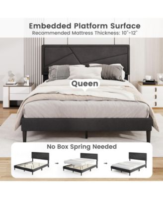Queen Size Upholstered Platform Bed Frame with High Headboard
