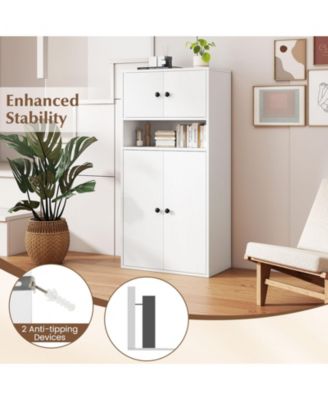 44 Inches Tall Bookshelf with Doors and Adjustable Shelf-1 Piece