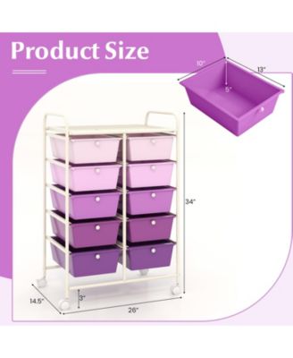 10-Drawer Rolling Storage Cart