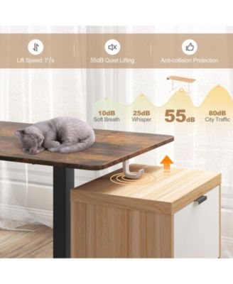 Electric Standing Desk with 3 Memory Heights and 2 Hanging Hooks and Cable Holes-Rustic
