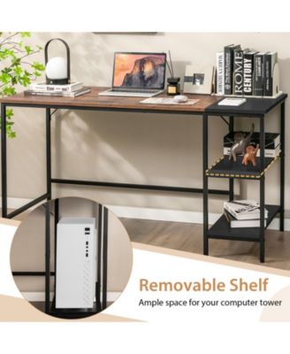 55 Inch Modern Industrial Style Study Writing Desk with 2 Storage Shelves