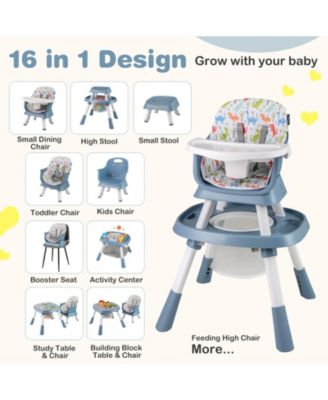 16-in-1 Baby High Chair with Activity Center and Booster Seat for Babies and Toddlers