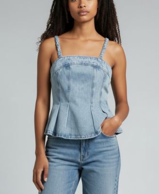 Women's Square Neck Sleeveless Cotton Denim Top