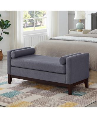 Boucle Upholstered Ottoman/Bench with Pillows