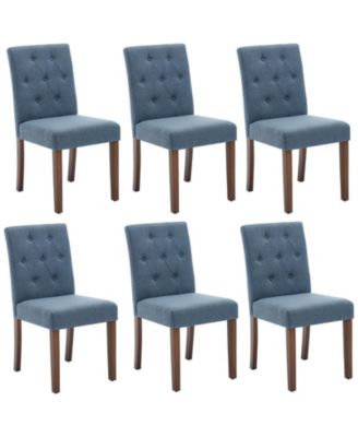 Upholstered Dining Chairs Set of 6, Tufted Parsons Kitchen Chair with Wood Legs, Button Tufted Modern Fabric Side Chair