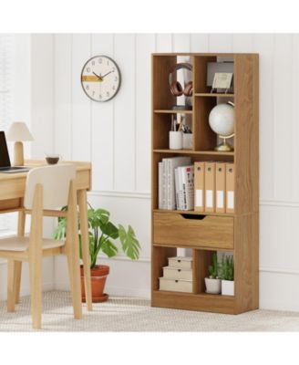 51inch Tall Freestanding Bookcase with Drawer 7-Cube Storage Organizer