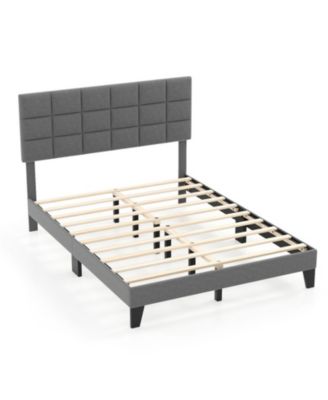 Rubberwood Platform Bed Frame with Headboard and Adjustable Headboard