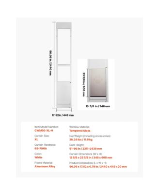 Dog Door for Sliding Glass 91-96 inches XL Flap Aluminum