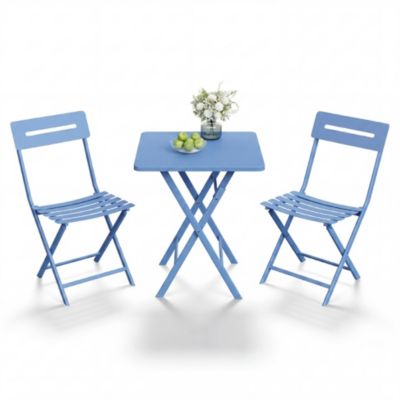Patio 3-Piece Bistro Set Metal Folding Outdoor Table Chairs